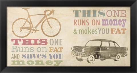 Framed Bike vs Car Print