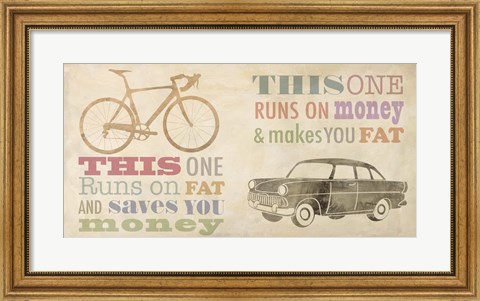 Framed Bike vs Car Print