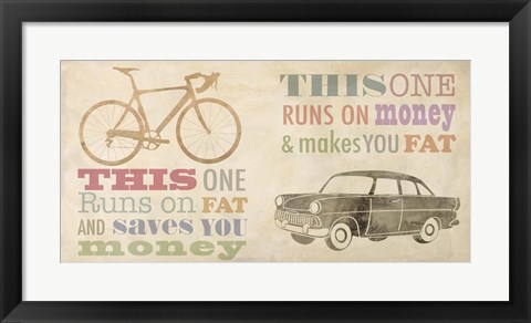 Framed Bike vs Car Print