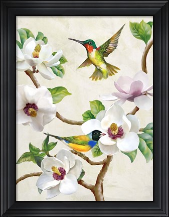 Framed Magnolia and Birds Print