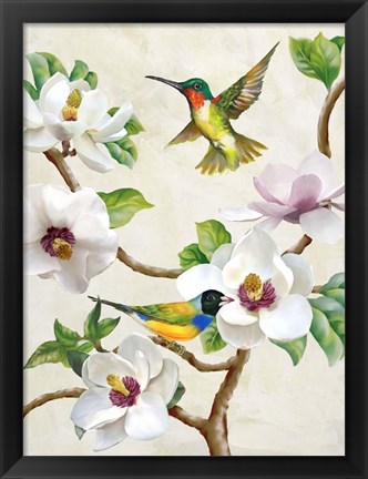 Framed Magnolia and Birds Print