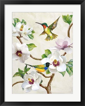 Framed Magnolia and Birds Print