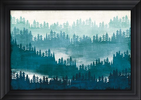 Framed Mountainscape Blue Print