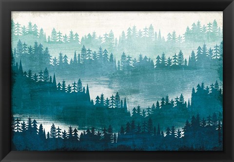 Framed Mountainscape Blue Print