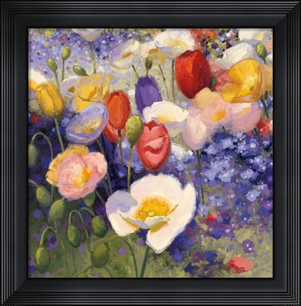 Framed Tulips and Poppy Party Print
