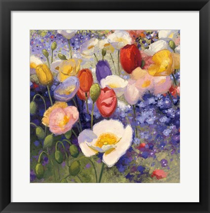 Framed Tulips and Poppy Party Print