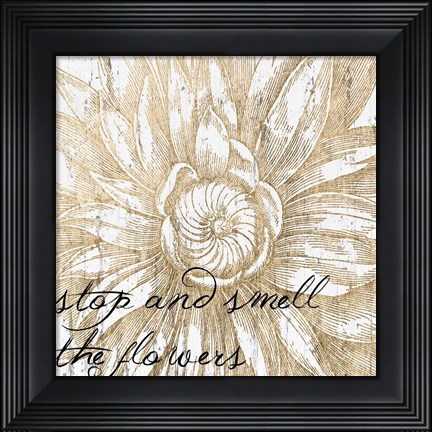 Framed Metallic Floral Quote I Print