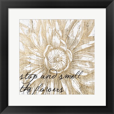 Framed Metallic Floral Quote I Print