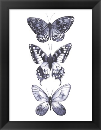 Framed Monochrome Butterflies I Print