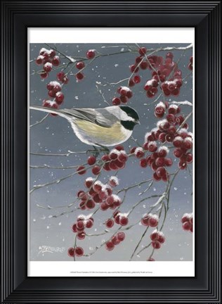 Framed Winter Chickadees I Print