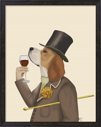 Framed Beagle Wine Snob Print