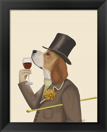 Framed Beagle Wine Snob Print