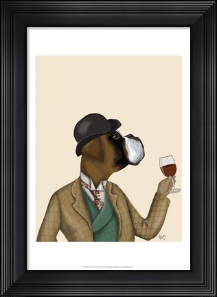 Framed Boxer Wine Snob Print