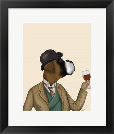 Framed Boxer Wine Snob Print