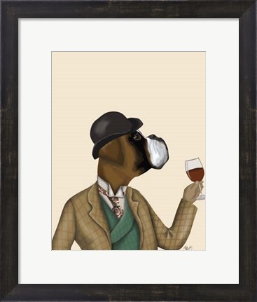 Framed Boxer Wine Snob Print
