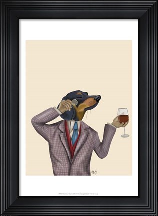 Framed Dachshund Wine Snob Print