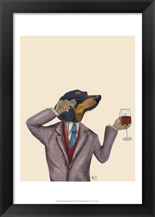 Framed Dachshund Wine Snob Print