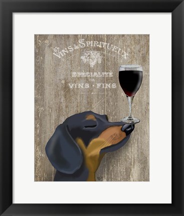 Framed Dog Au Vin Dachshund Print