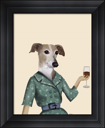 Framed Greyhound Wine Snob Print