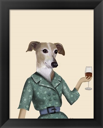 Framed Greyhound Wine Snob Print