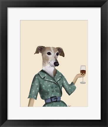 Framed Greyhound Wine Snob Print