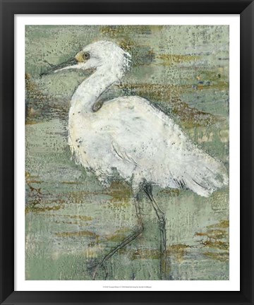 Framed Textured Heron I Print