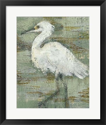 Framed Textured Heron I Print