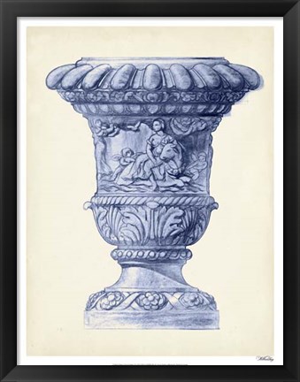 Framed Palace Urns in Indigo II Print