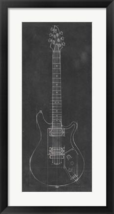 Framed Electric Guitar Blueprint II Print