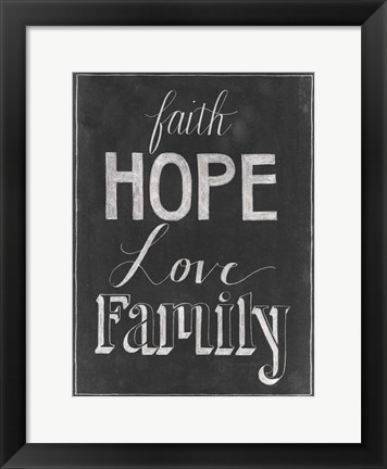 Framed Chalkboard Faith I Print