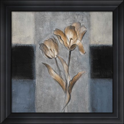 Framed Tulips in Blue II Print