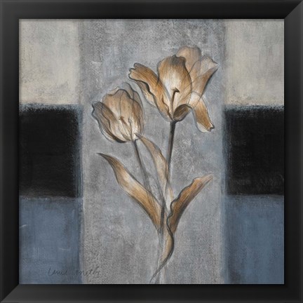 Framed Tulips in Blue II Print