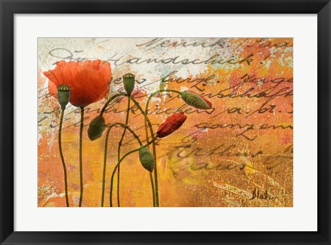 Framed Poppies Composition I Print