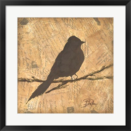 Framed Bird Silhouette I Print