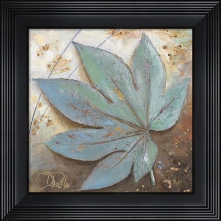 Framed Turquoise Leaf I Print