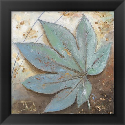 Framed Turquoise Leaf I Print