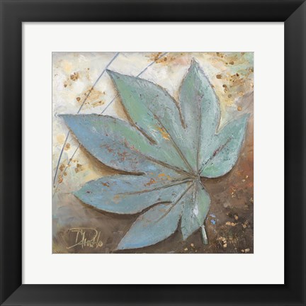 Framed Turquoise Leaf I Print