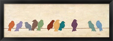 Framed Birds Meeting  (assorted colors) Print