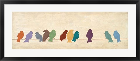 Framed Birds Meeting  (assorted colors) Print