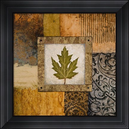 Framed Fallen Leaf II (green) Print