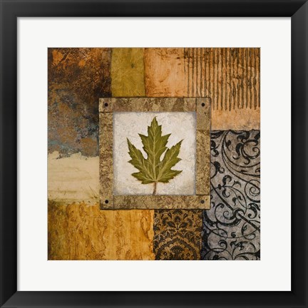 Framed Fallen Leaf II (green) Print