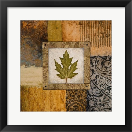 Framed Fallen Leaf II (green) Print