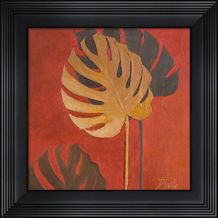 Framed My Fashion Leaves on Red I Print