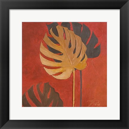 Framed My Fashion Leaves on Red I Print