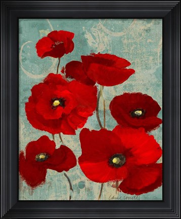 Framed Kindle&#39;s Poppies I Crop Print