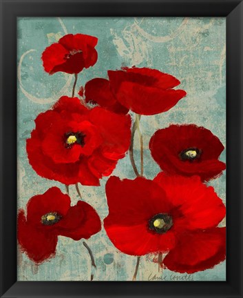 Framed Kindle&#39;s Poppies I Crop Print