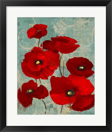 Framed Kindle&#39;s Poppies I Crop Print