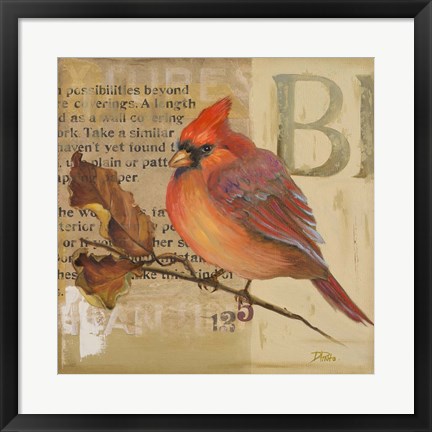 Framed Red Love Birds I Print