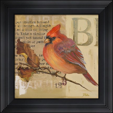 Framed Red Love Birds I Print
