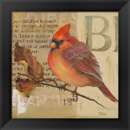 Framed Red Love Birds I Print